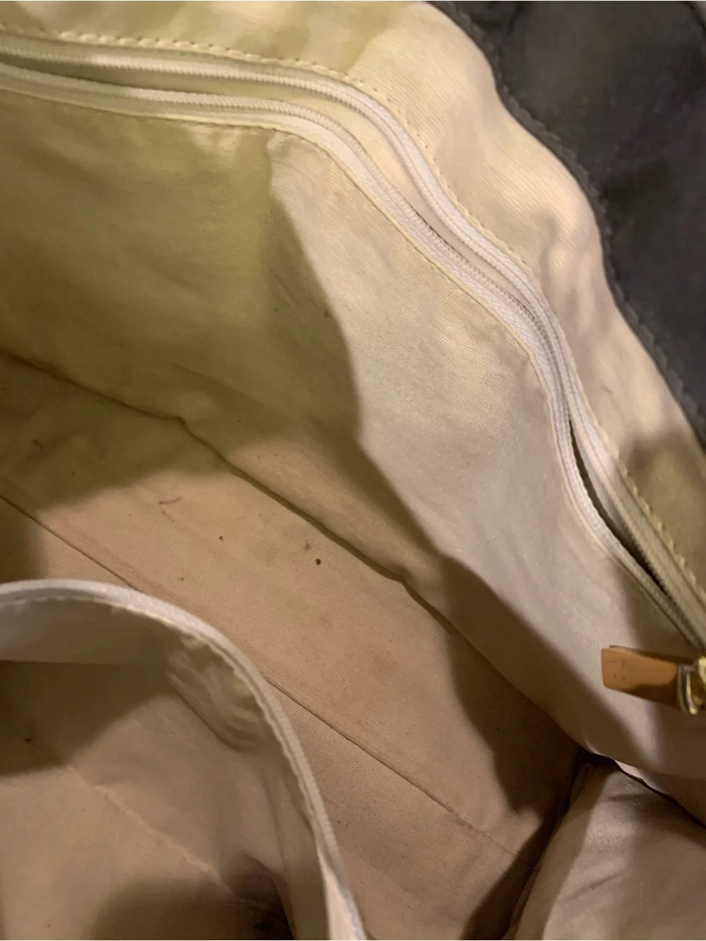 Tory Burch Olive and Dark Brown Nylon Tote with Patent Trim